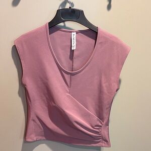 Athleta Bayview Ribbed Croped Faux Wrap Top